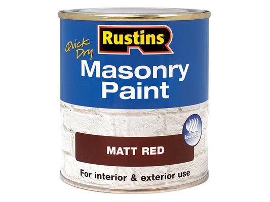 Rustins Quick Dry Masonry Paint Matt Red 250ml RUSMASPR250