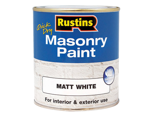 Rustins Quick Dry Masonry Paint Matt White 250ml RUSMASPW250