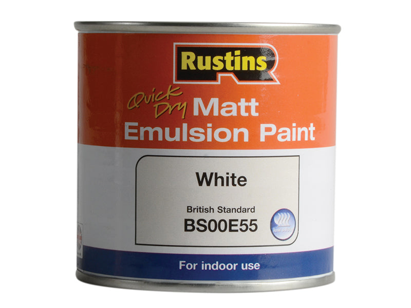 Rustins Quick Dry Matt Emulsion Paint White 250ml RUSMEW250