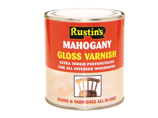 Rustins Polyurethane Varnish & Stain Gloss Mahogany 500ml RUSPVGM500