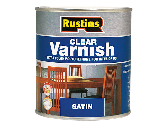 Rustins Polyurethane Varnish Satin Clear 1 litre RUSPVSCL1L