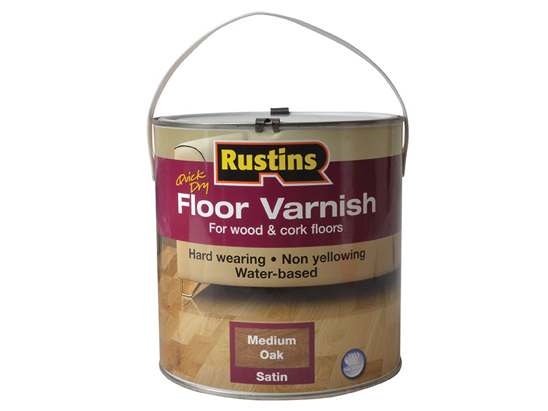 Rustins Quick Dry Coloured Floor Varnish Medium Oak 2.5 litre RUSQDCFVMO25