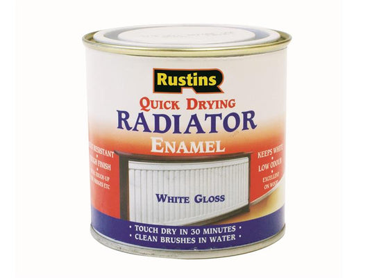 Rustins Quick Dry Radiator Enamel Paint Gloss White 250ml RUSQDREG250