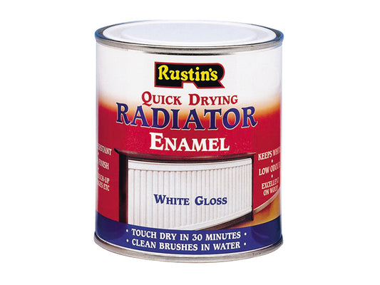 Rustins Quick Dry Radiator Enamel Paint Gloss White 500ml RUSQDREG500