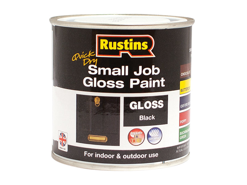 Rustins Quick Dry Small Job Gloss Paint Black 250ml RUSSJPBKQD