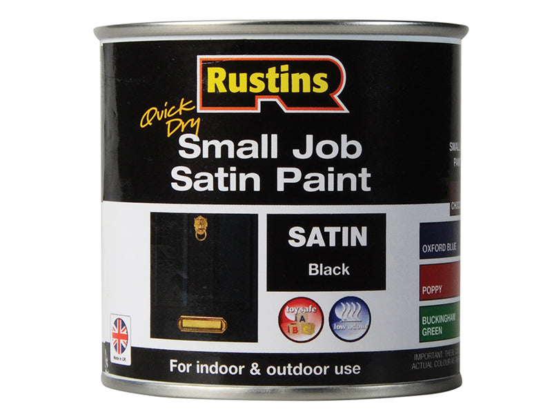 Rustins Quick Dry Small Job Satin Paint Black 250ml RUSSJPSBKQD