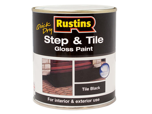 Rustins Quick Dry Step & Tile Paint Gloss Black 1 litre RUSSTPBK1LQ