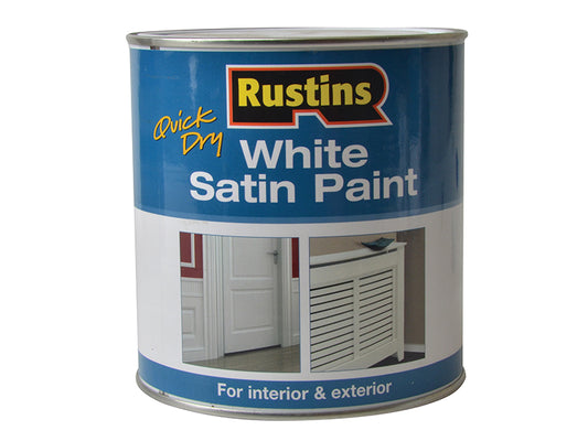 Rustins Quick Dry White Satin Paint 1 Litre RUSWS1L