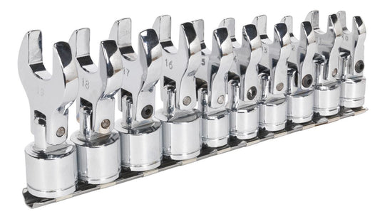 Sealey Flexible Crow's Foot Open-End Spanner Set 10pc 3/8"Sq Drive Metric S01043