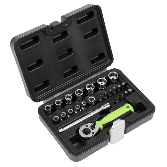 Sealey 1/4"D Metric Socket And Bit Set 25pc Chrome Standard Length S01233