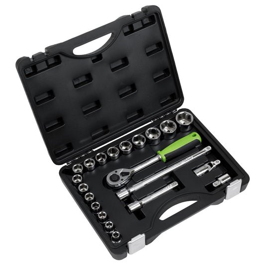 Sealey Metric Socket Set 21pc 1/2"Sq Drive Chrome Standard Length S01237