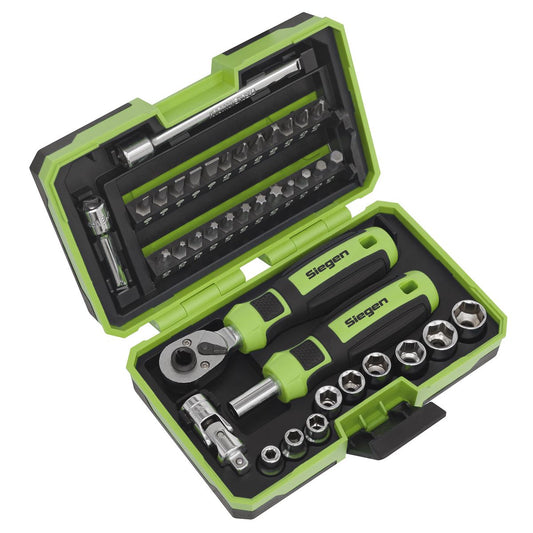 Sealey 1/4"D Metric Socket And Bit Set 38pc Including Sctrewdriver Bits S01255