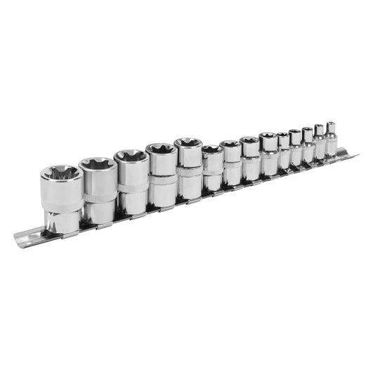 Sealey Torx Star Socket Set 14pc 1/4" 3/8" & 1/2"Sq Drive E4 to E24 S01265