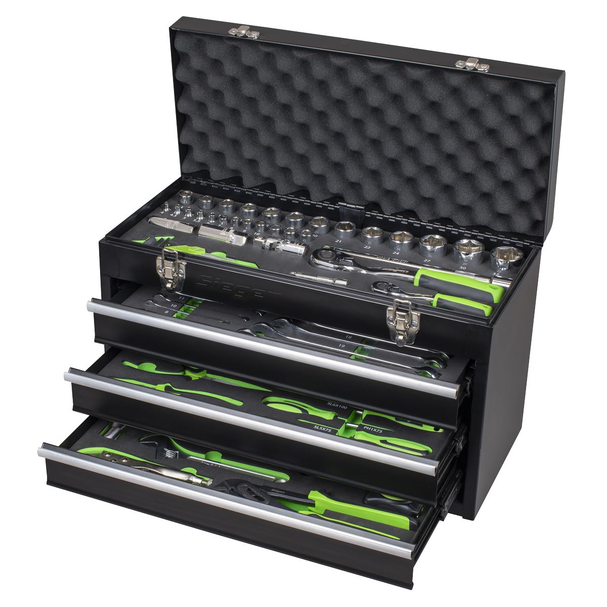Sealey Portable Tool Chest 3 Drawer with 98pc Tool Kit 510 x 225 x 320mm S01266