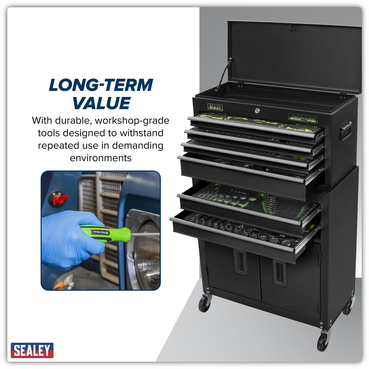 Sealey Top Chest & Rollcab Combination 6 Drawer with Tool Kit 247pc S01267