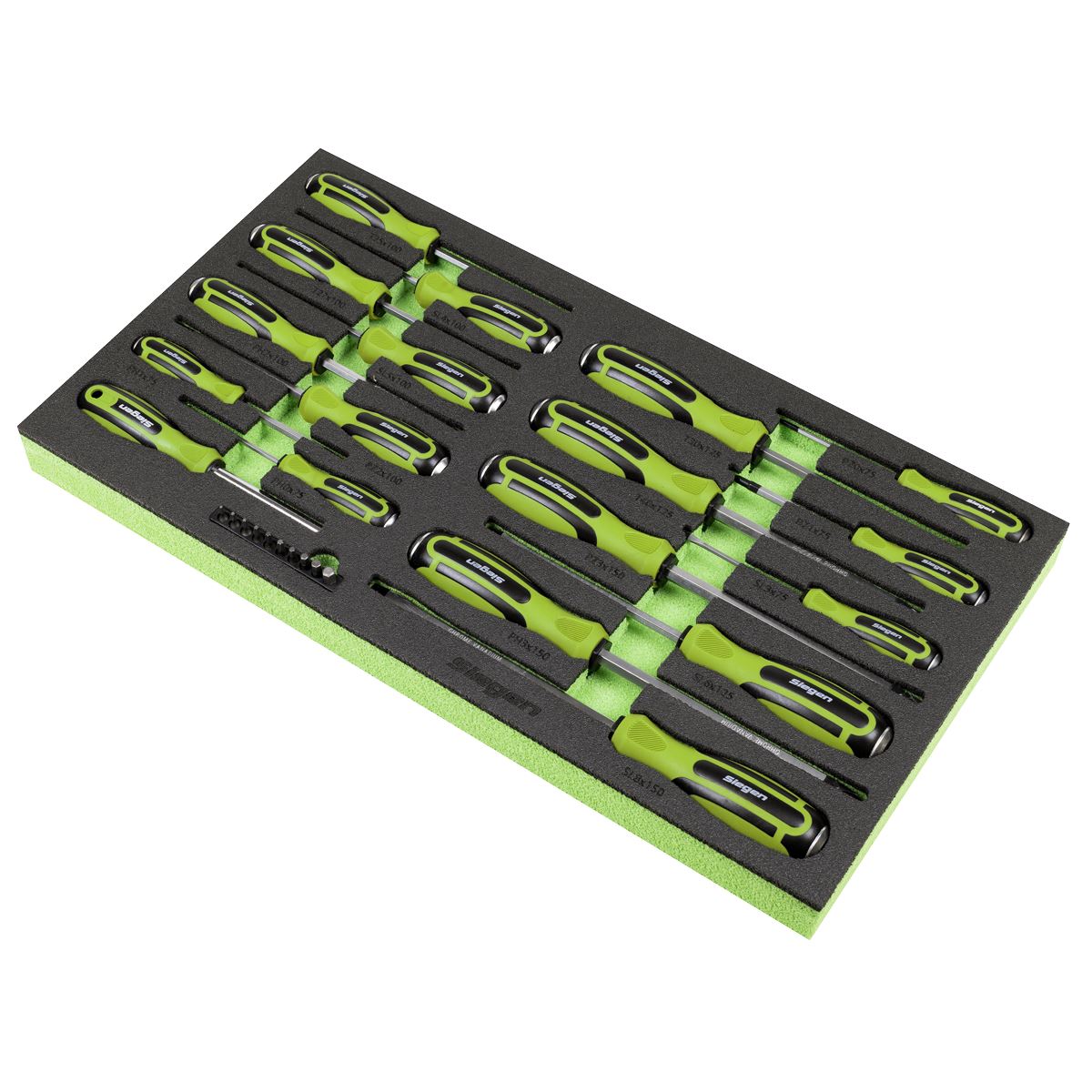 Sealey Siegen Hammer-Thru Screwdriver, Bit Driver & Bit Set with Tool Tray 28pc S01281