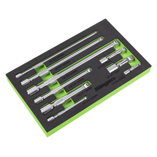 Sealey Wobble Bar Extension Bar Set 1/4" 3/8" & 1/2"D 9pc EVA Foam Tray S01292