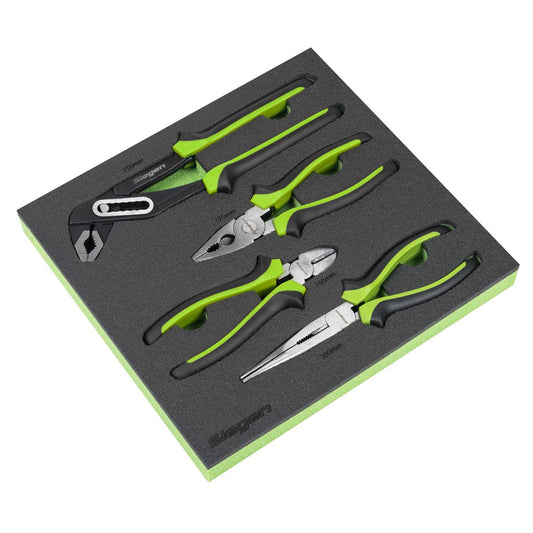 Sealey Comfort Grip Pliers Set 4pc Combination Pointed Cutter Watrerpump S01298