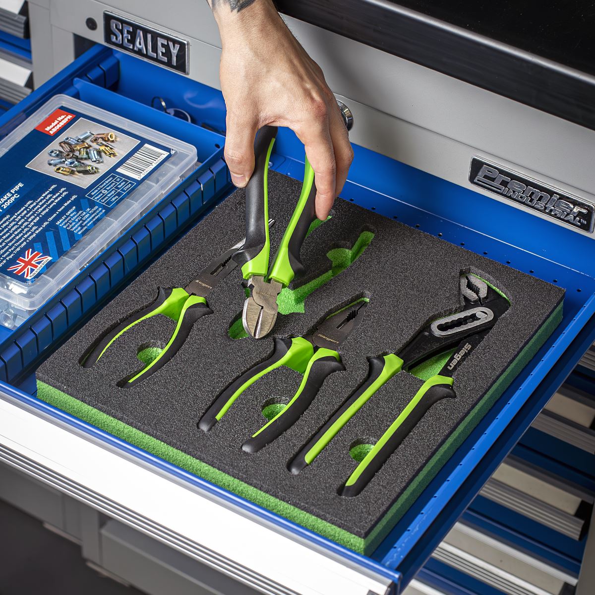 Sealey Comfort Grip Pliers Set 4pc Combination Pointed Cutter Watrerpump S01298