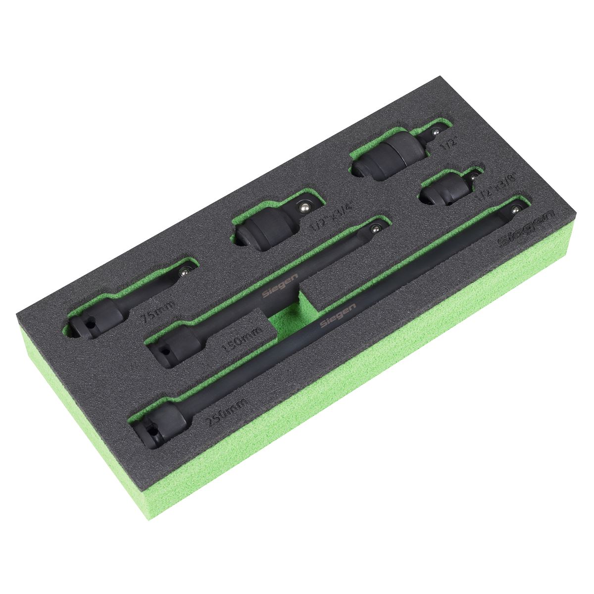 Sealey Siegen Impact Adaptor & Extension Bar Set 1/2"D 6pc Foam Tray S01323