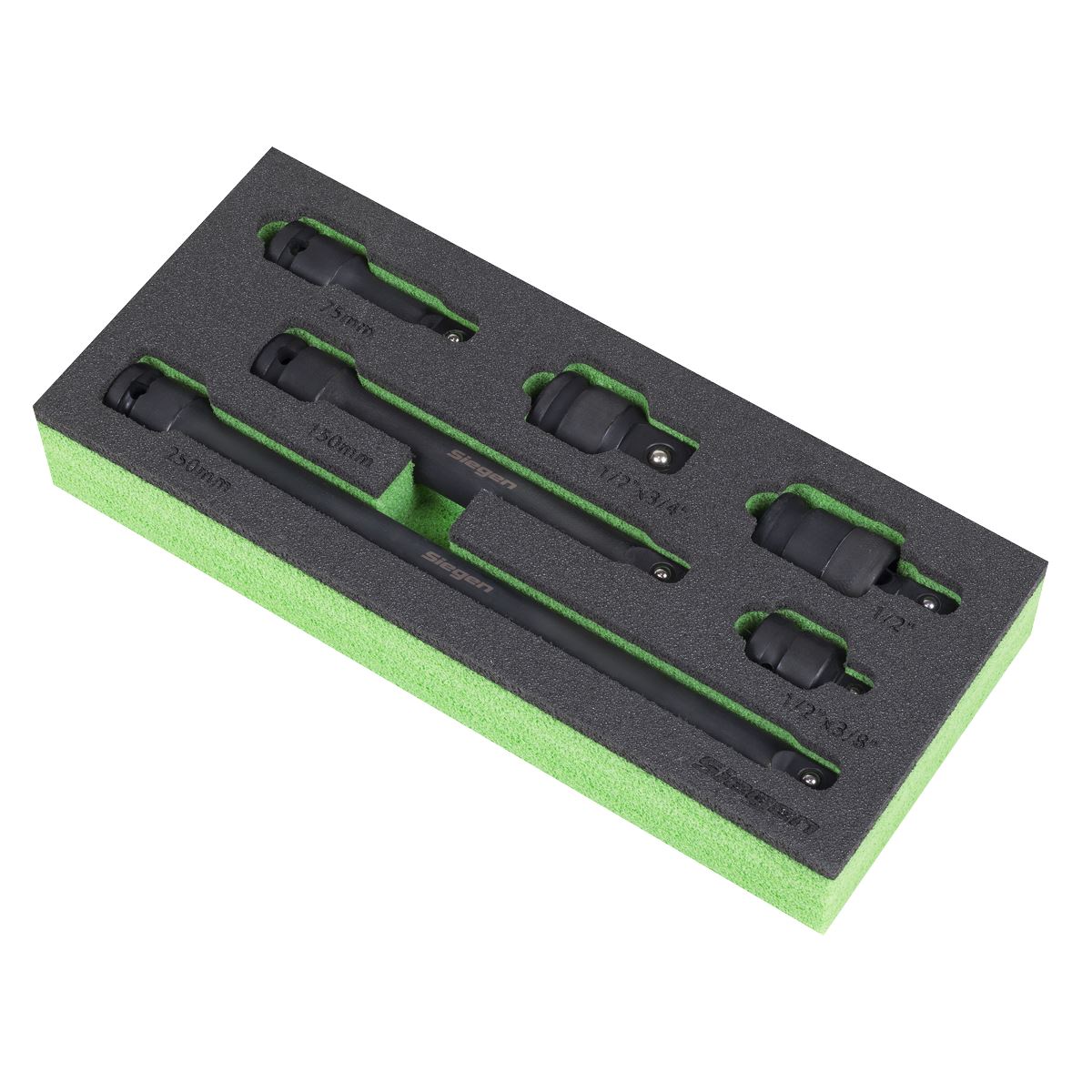 Sealey Siegen Impact Adaptor & Extension Bar Set 1/2"D 6pc Foam Tray S01323
