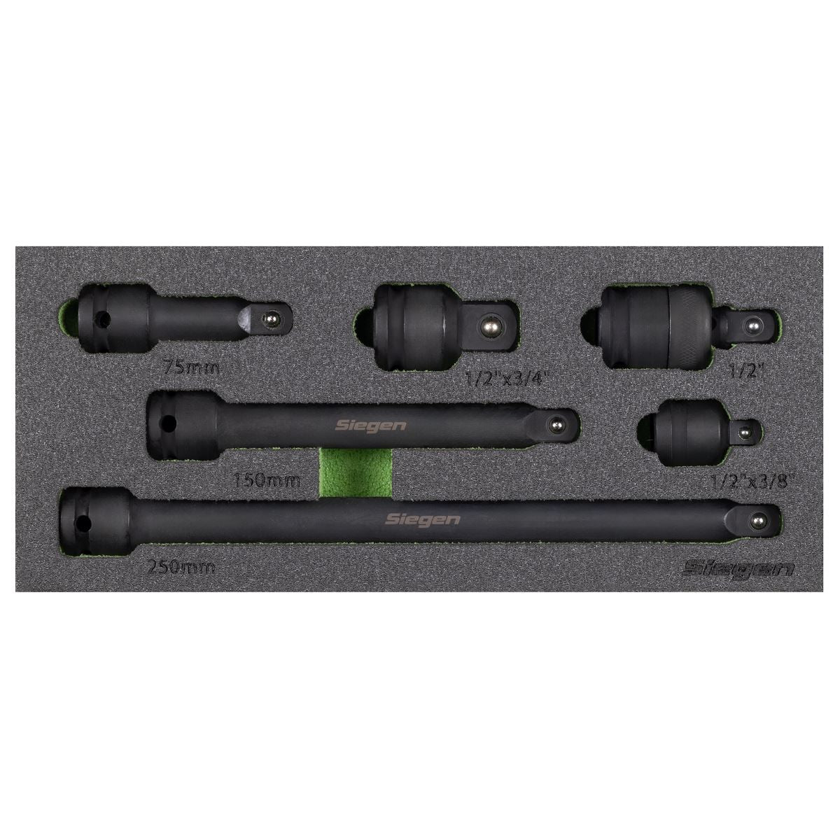 Sealey Siegen Impact Adaptor & Extension Bar Set 1/2"D 6pc Foam Tray S01323