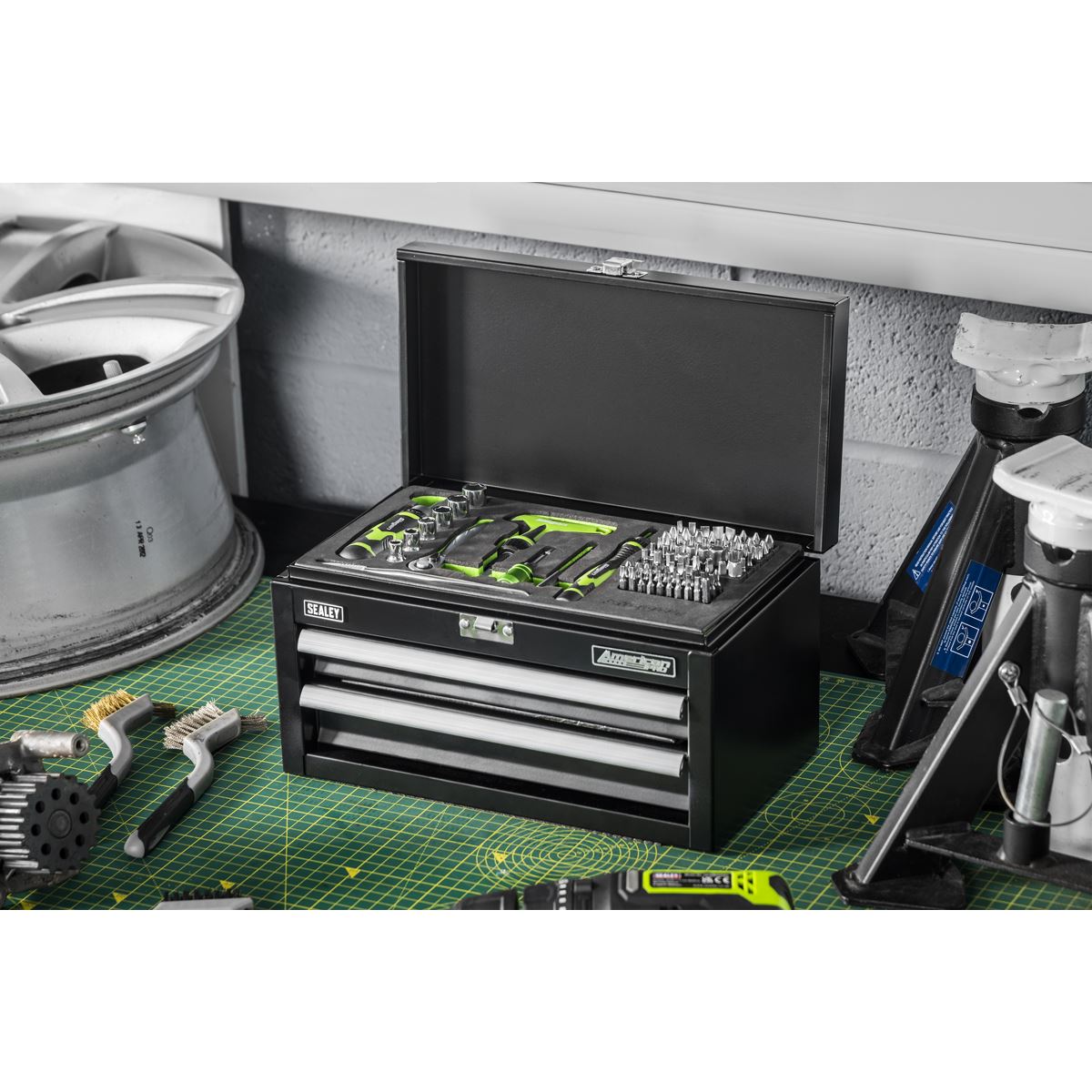 Sealey Siegen 2 Drawer Mini Toolbox & 111pc Tool Kit 280 x 150 x 150mm S01335