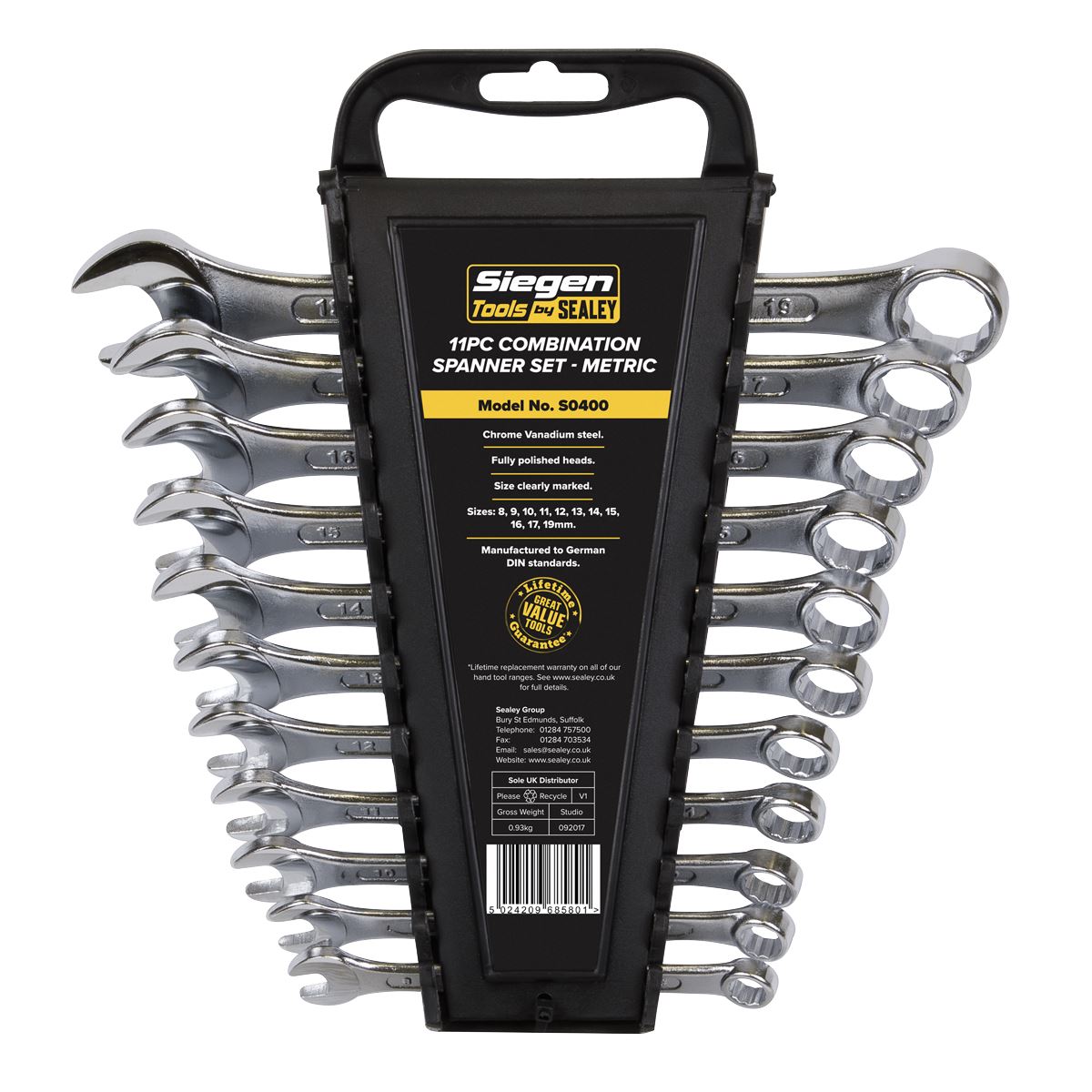 Sealey Combination Spanner Set 11pc Metric S0400