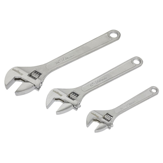 Sealey Adjustable Wrench Set 3pc 150, 200 & 250mm Chrome Plated Finish S0448