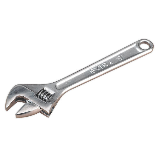 Sealey Adjustable Wrench 200mm Capacity 24mm Fully Polished Offset Jaws S0451