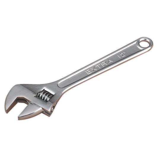 Sealey Adjustable Wrench 300mm Capacity 34mm Chrome Plated Finish S0453