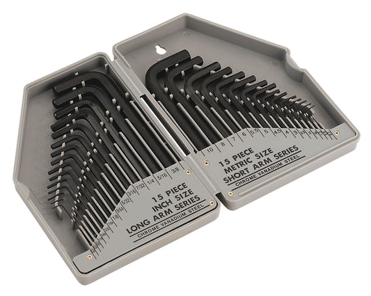 Sealey Hex Key Set 30pc Long/Short-Arm - Metric/Imperial S0484