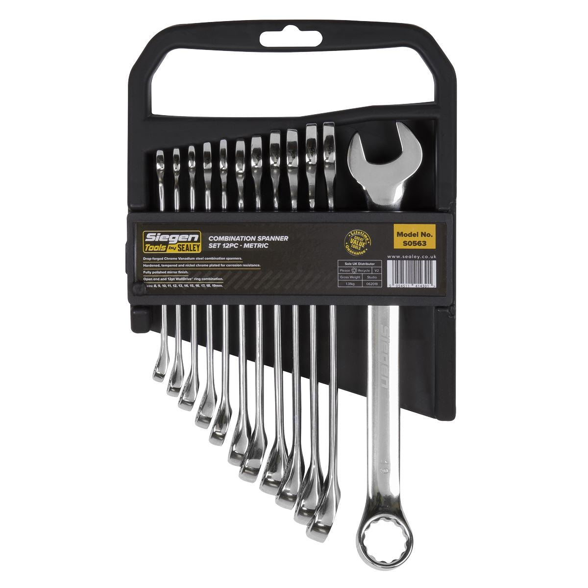 Sealey Combination Spanner Set 12pc Metric S0563