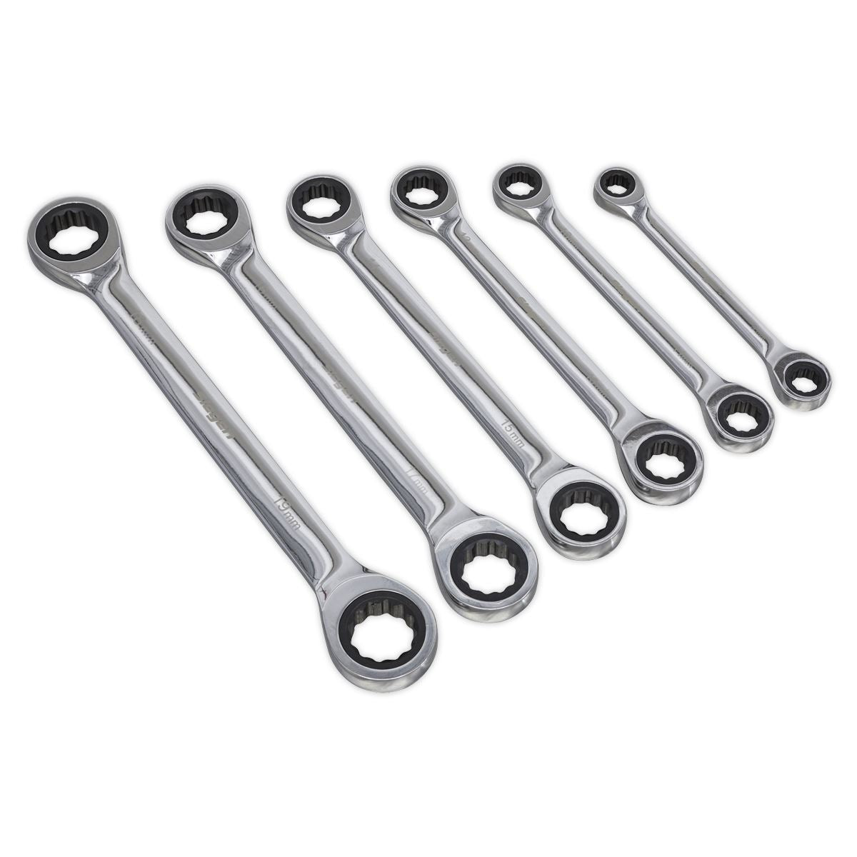 Sealey Double End Ratchet Ring Spanner Set 6pc Metric S0636