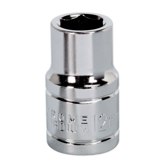 Sealey 12mm WallDrive Standard Length Chrome Socket 1/2"Sq Drive S0650