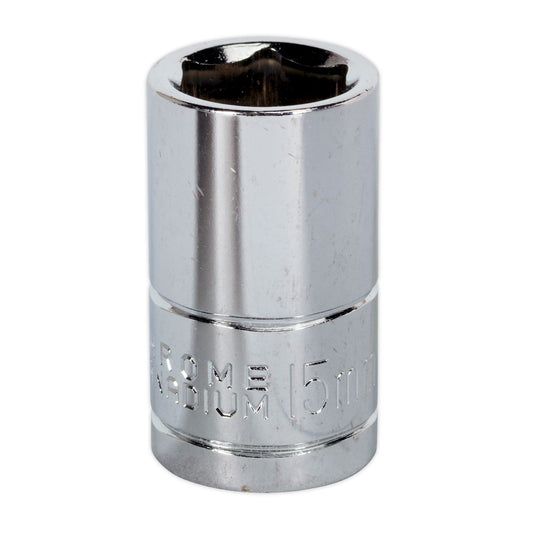 Sealey 15mm WallDrive Standard Length Chrome Socket 1/2"Sq Drive S0653