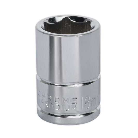 Sealey 18mm WallDrive Standard Length Chrome Socket 1/2"Sq Drive S0656