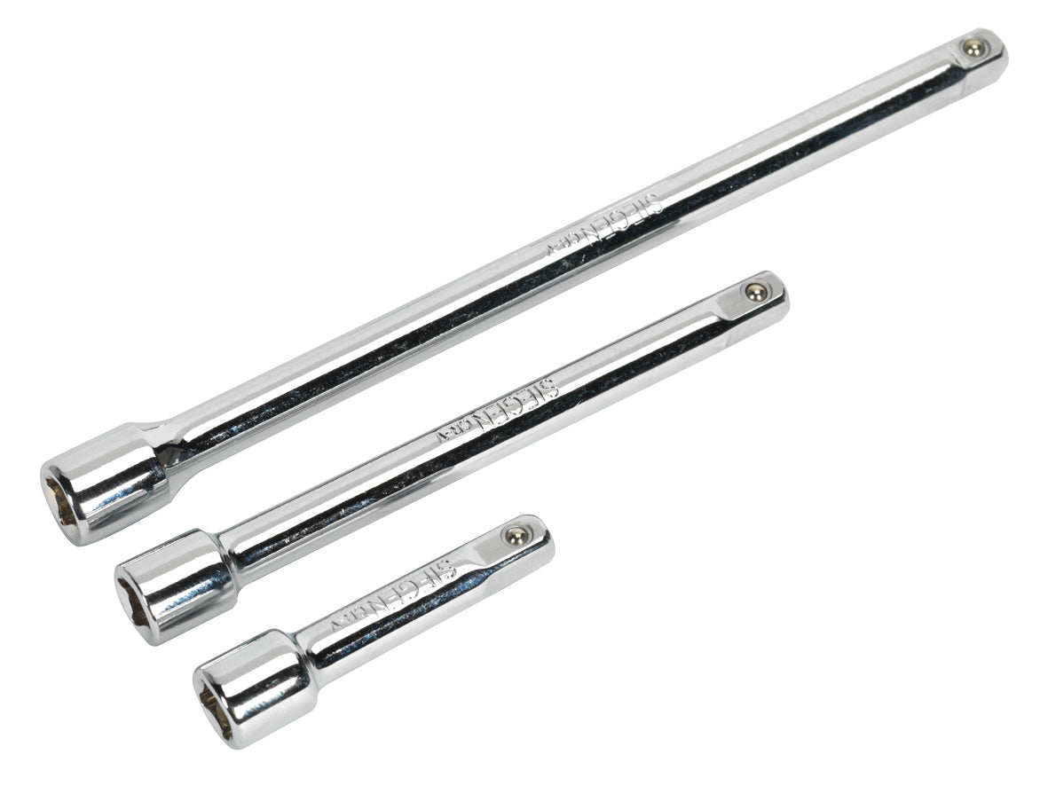 Sealey 1/4"Sq Drive Extension Bar Set 3pc Mirror Finish S0718