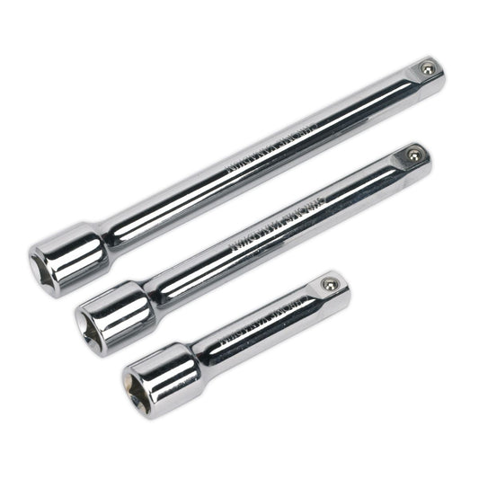 Sealey 3/8"Sq Drive Extension Bar Set 3pc Lengths 75, 125, 150mm S0719