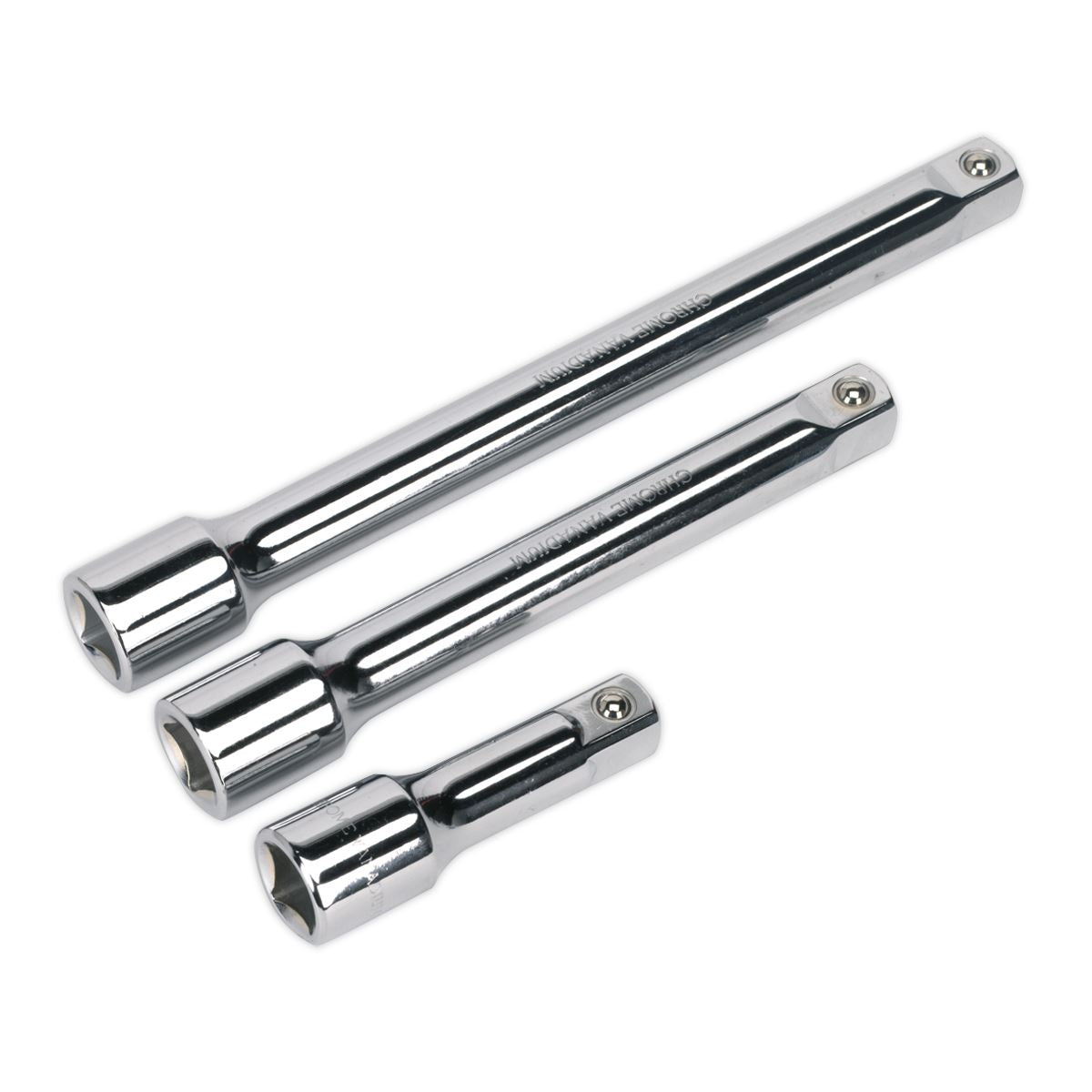 Sealey Extension Bar Set 3pc 1/2"Sq Drive Lengths 75, 150, 250mm S0720