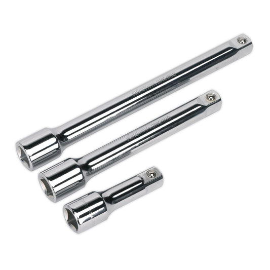 Sealey Extension Bar Set 3pc 1/2"Sq Drive Lengths 75, 150, 250mm S0720