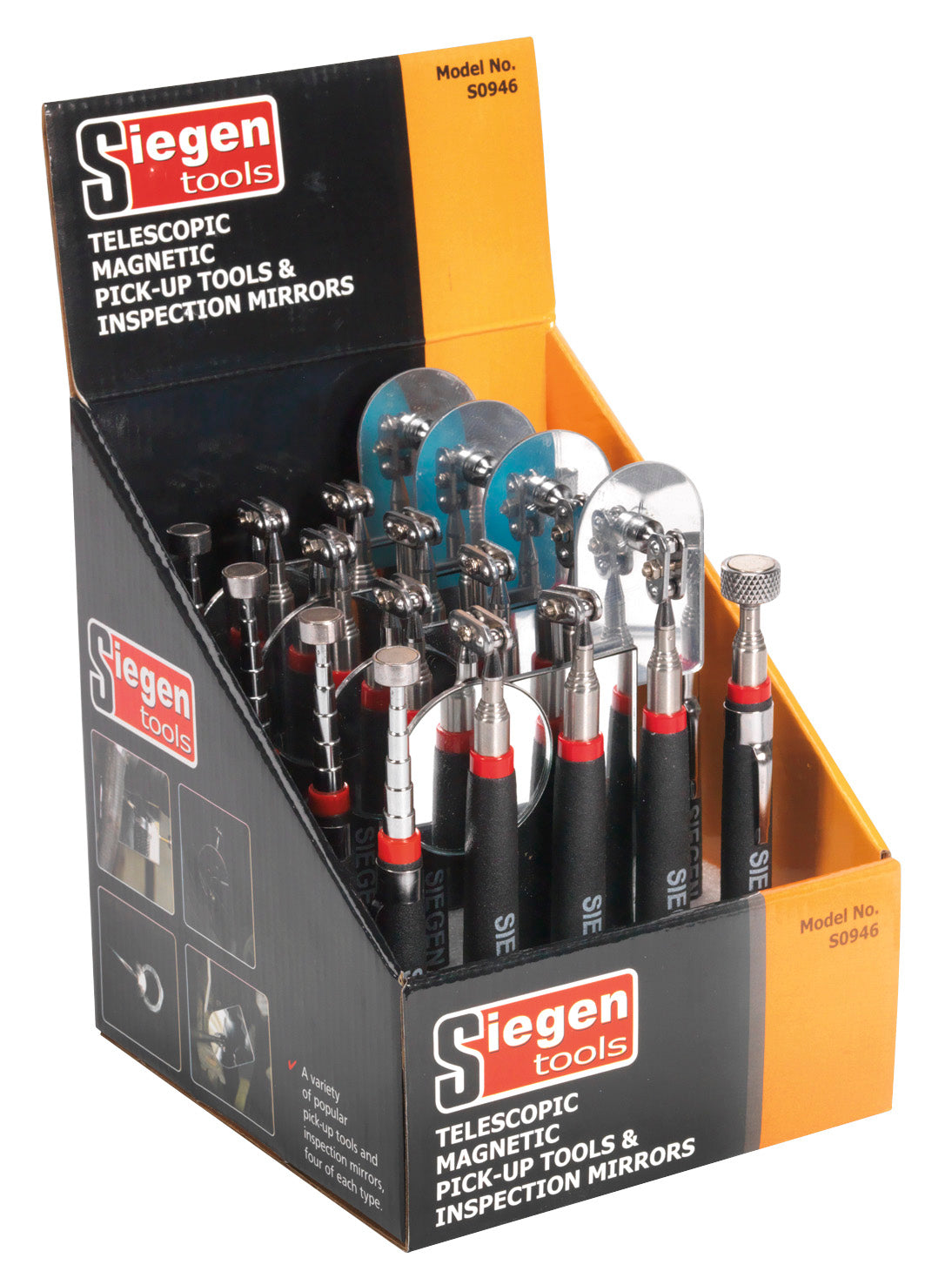 Sealey Telescopic Magnetic Pick-Up Tools & Inspection Mirrors - Display Box of 20 S0946