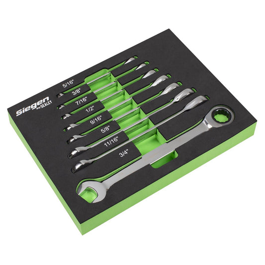 Sealey Combination Ratchet Spanner Set 8pc Imperial S0984