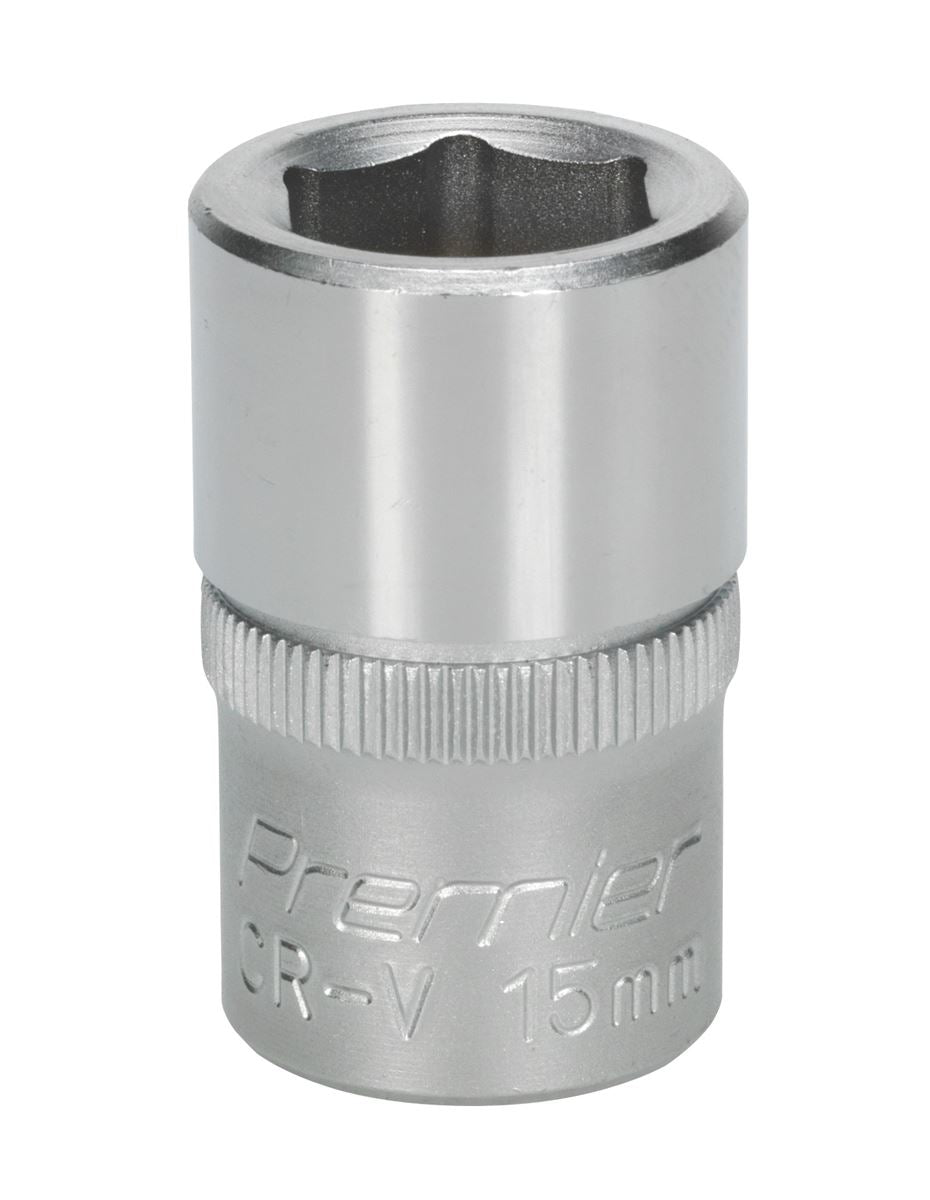 Sealey 15mm WallDrive Standard Length Chrome Socket 1/2"Sq Drive S1215