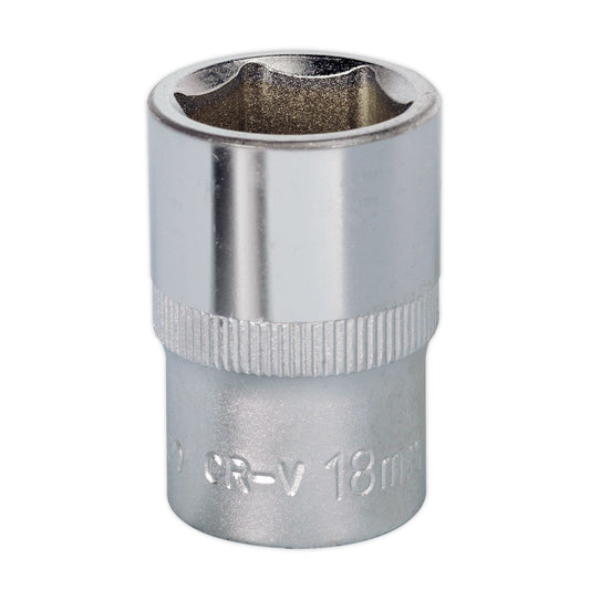 Sealey 18mm WallDrive Standard Length Chrome Socket 1/2"Sq Drive S1218