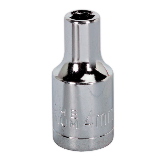 Sealey 4mm 1/4"D Metric WallDrive Chrome Socket Standard Length 6 Point S1404