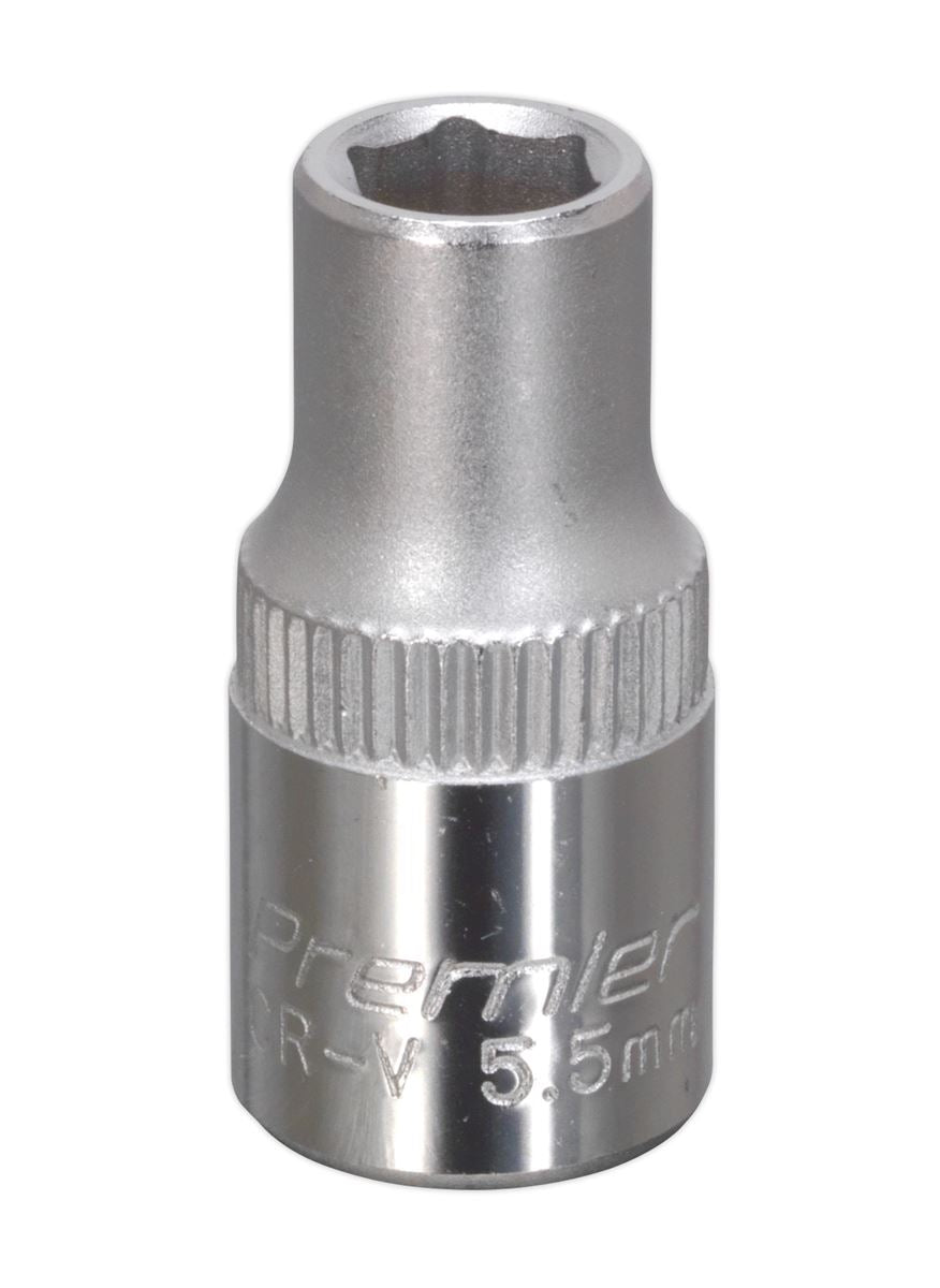 Sealey 5.5mm 1/4"D Metric WallDrive Chrome Socket Standard Length 6 pt S14055