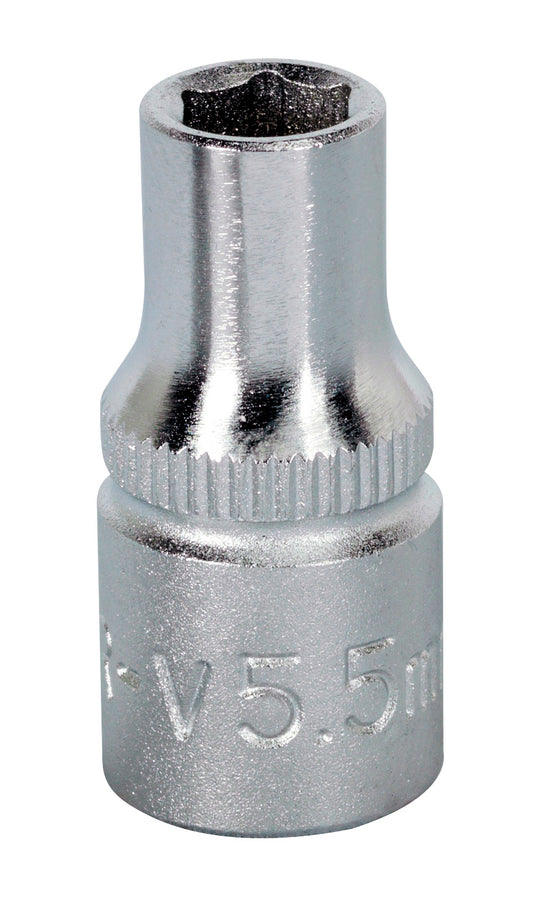Sealey 5.5mm 1/4"D Metric WallDrive Chrome Socket Standard Length 6 pt S14055