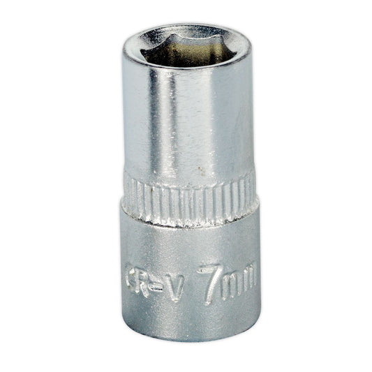 Sealey 7mm 1/4"D Metric WallDrive Chrome Socket Standard Length 6 Point S1407