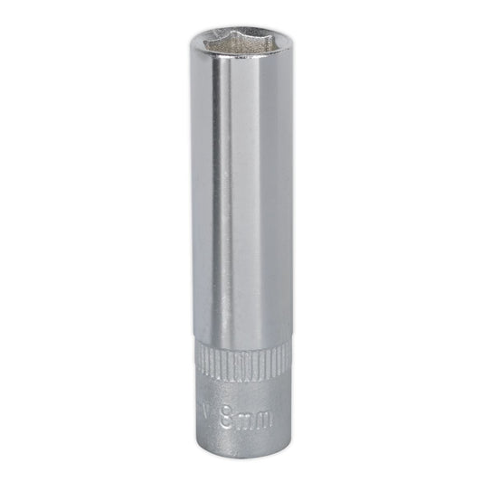 Sealey 8mm 1/4"D Metric WallDrive Chrome Socket Standard Length 6 Point S1408